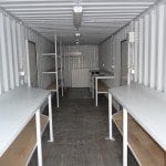 modified sea container with shelving in perth