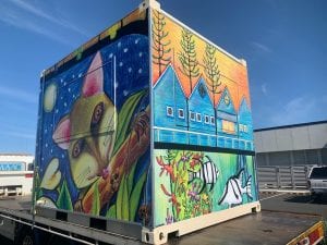 decorated reefer shipping container coffee shop