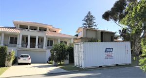 shipping container delivery at a Perth home